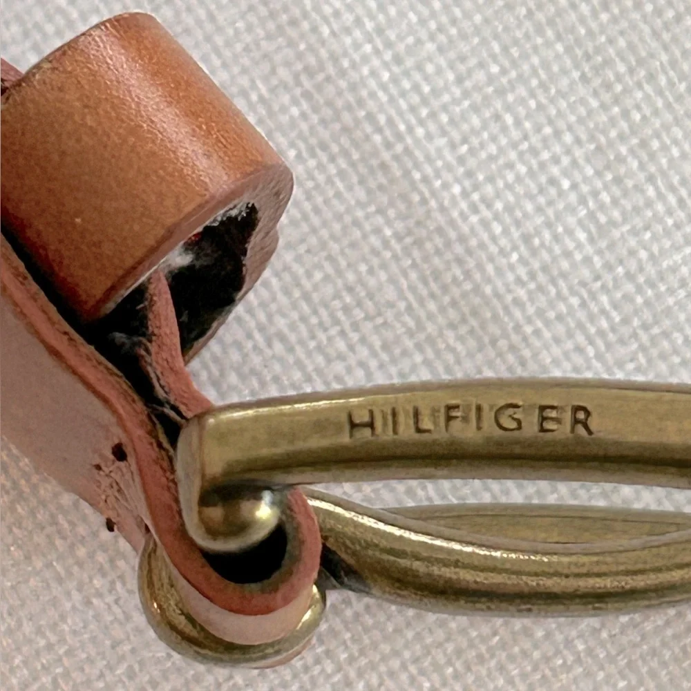 Tommy Hilfiger Leather Denim Ribbon Belt Men’s Belt Sz 42 Casual Preppy